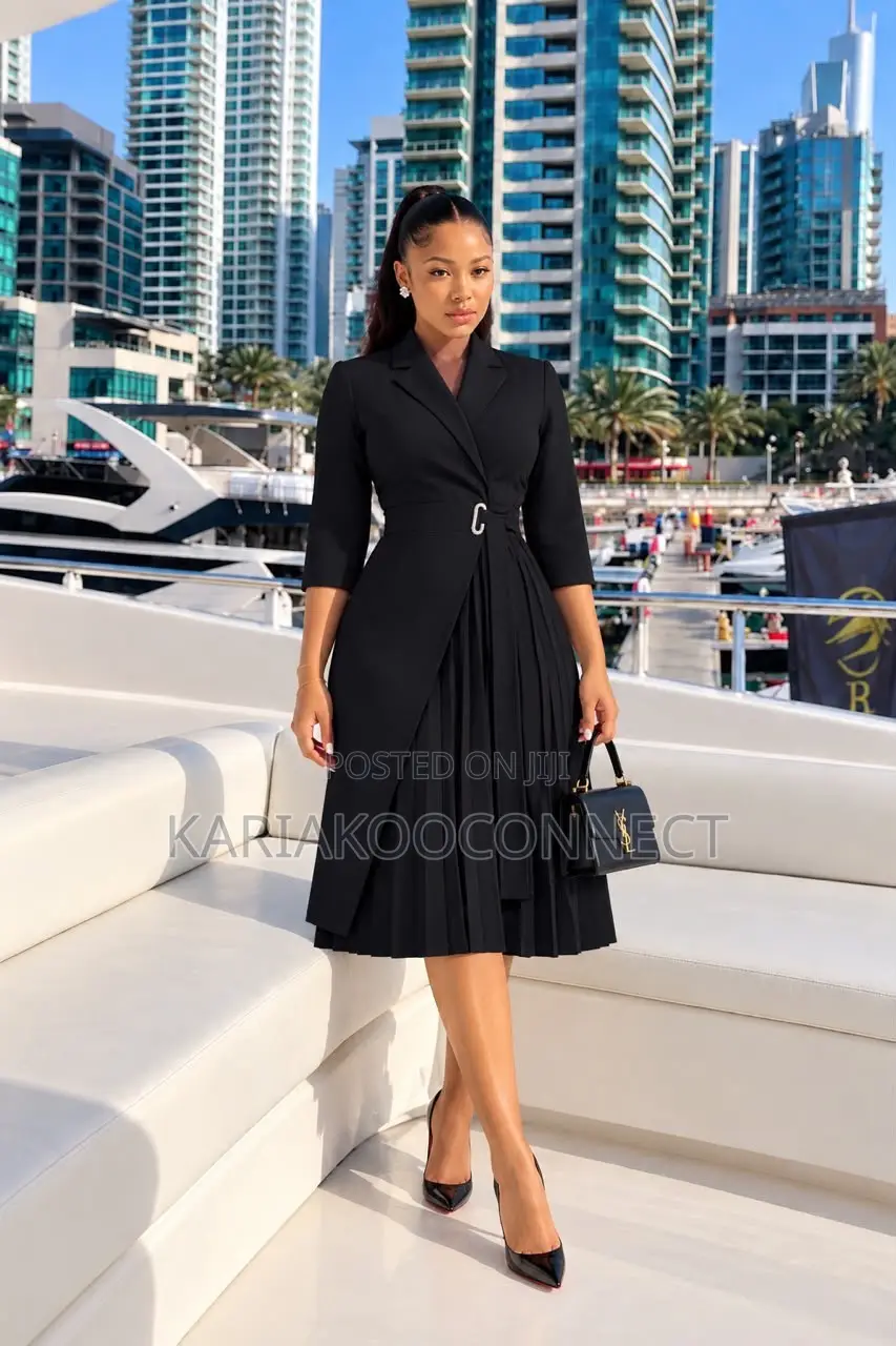 Elegant Wrap Pleated Midi Dress