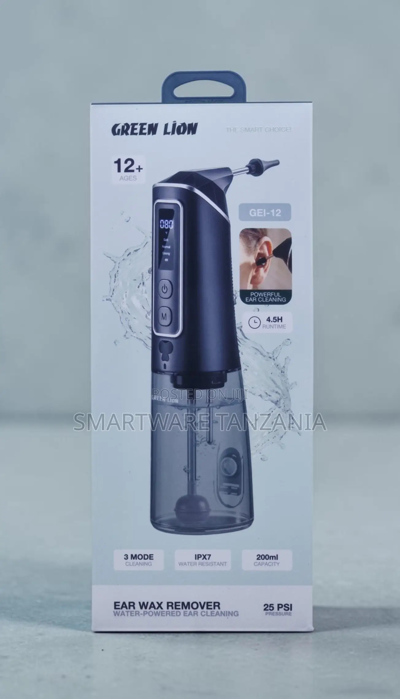 Green Lion Ear Wax Remover IPX7 Water Resistant 200ml Capacity, 25 PSI