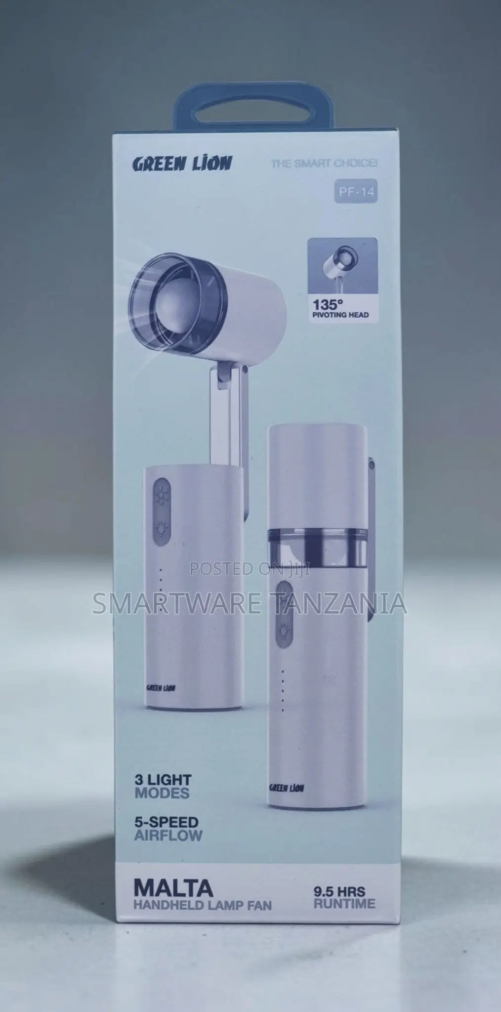 Green Lion Malta Handheld Lamp Fan With 5-Speed Airflow, 135° Pivot