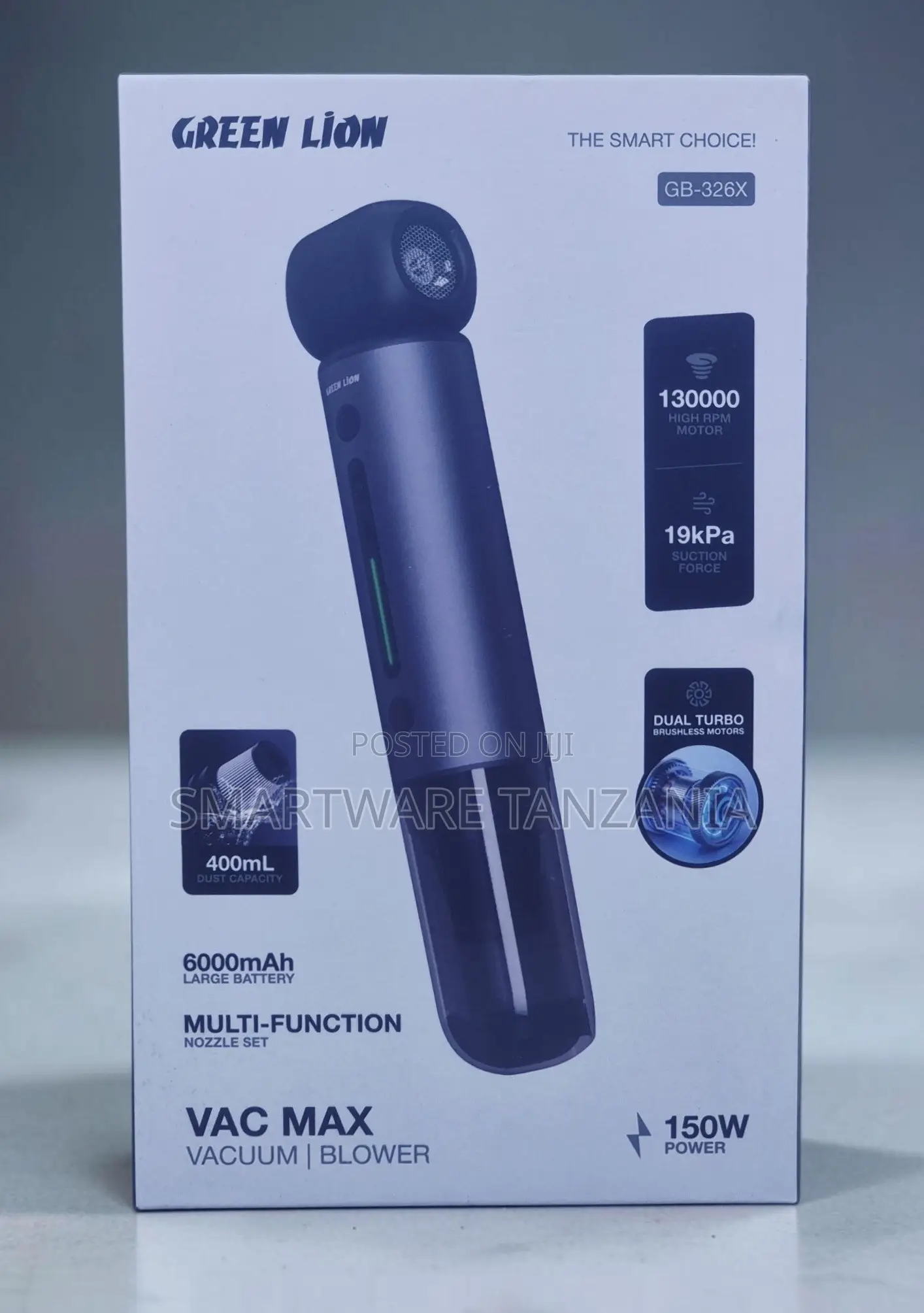 Green Lion VAC MAX Portable Vacuum and Blower, 150W, 6000mAh Battery