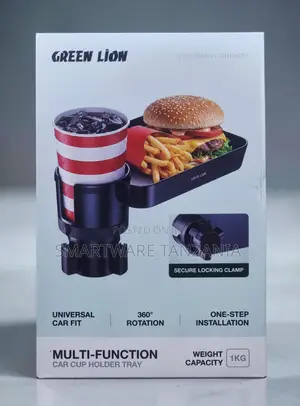 Green Lion Multi-Function Car Cup Holder Tray With 360° Rotation, 1Kg