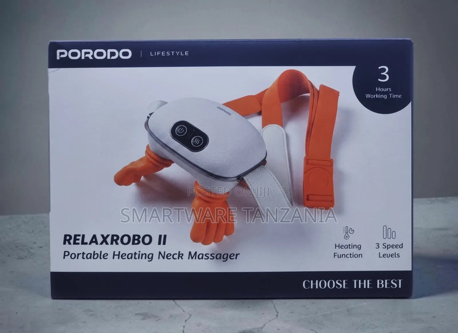 Porodo RELAXROBO II Portable Heating Neck Massager, 3 Speed Levels