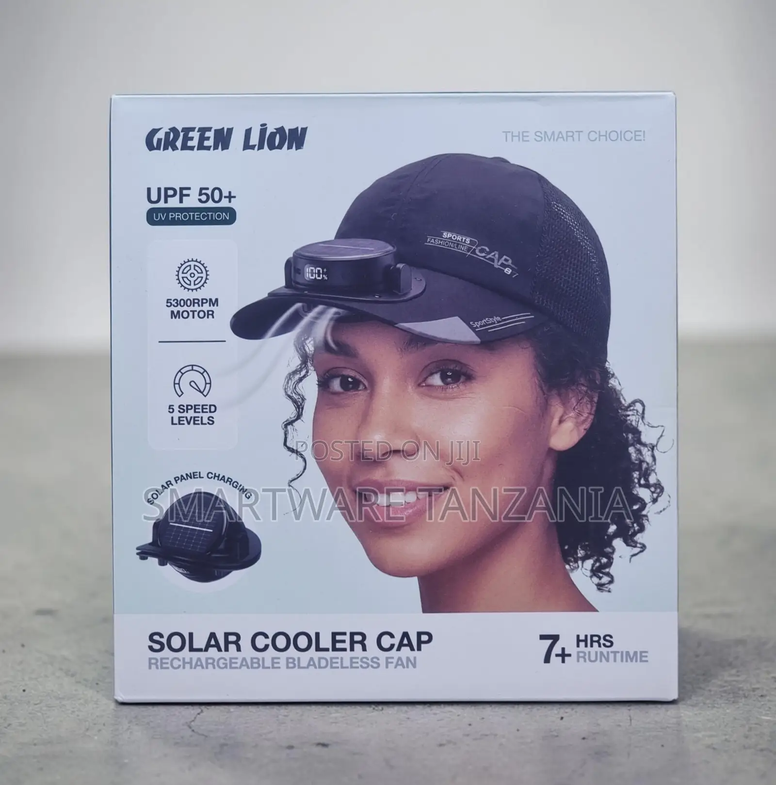 Green Lion Solar Cooler Cap With Bladeless Fan, 5300RPM Motor, UPF 50+