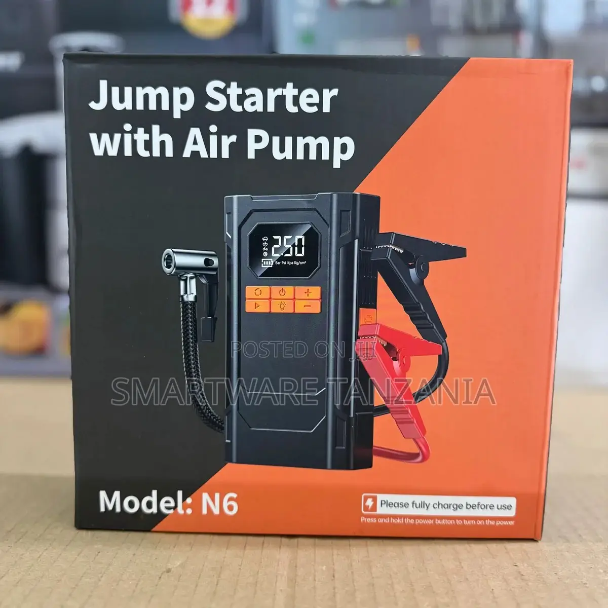 N6 Jump Starter With Air Pump, 250 PSI, LED Display, Portable Design