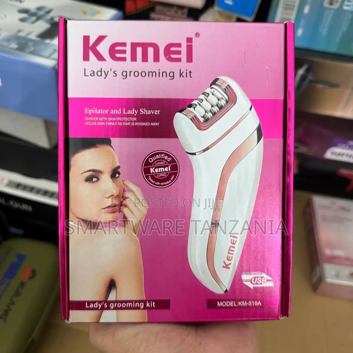 Kemei Lady's Grooming Kit Epilator and Shaver With Skin Protector, USB