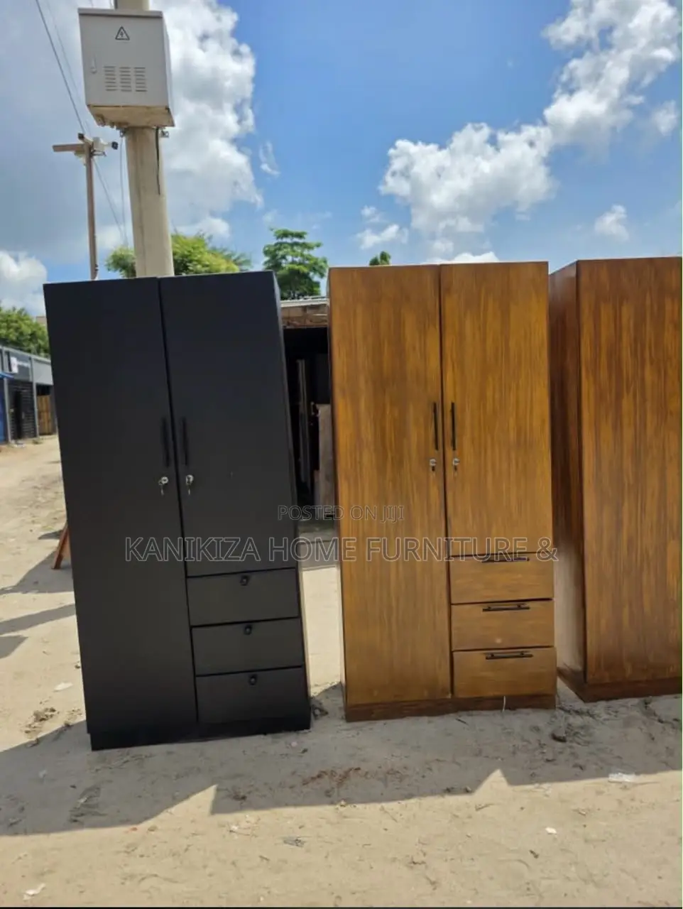 Modern Wardrobe Ya Milango Miwili Color Black , Brown