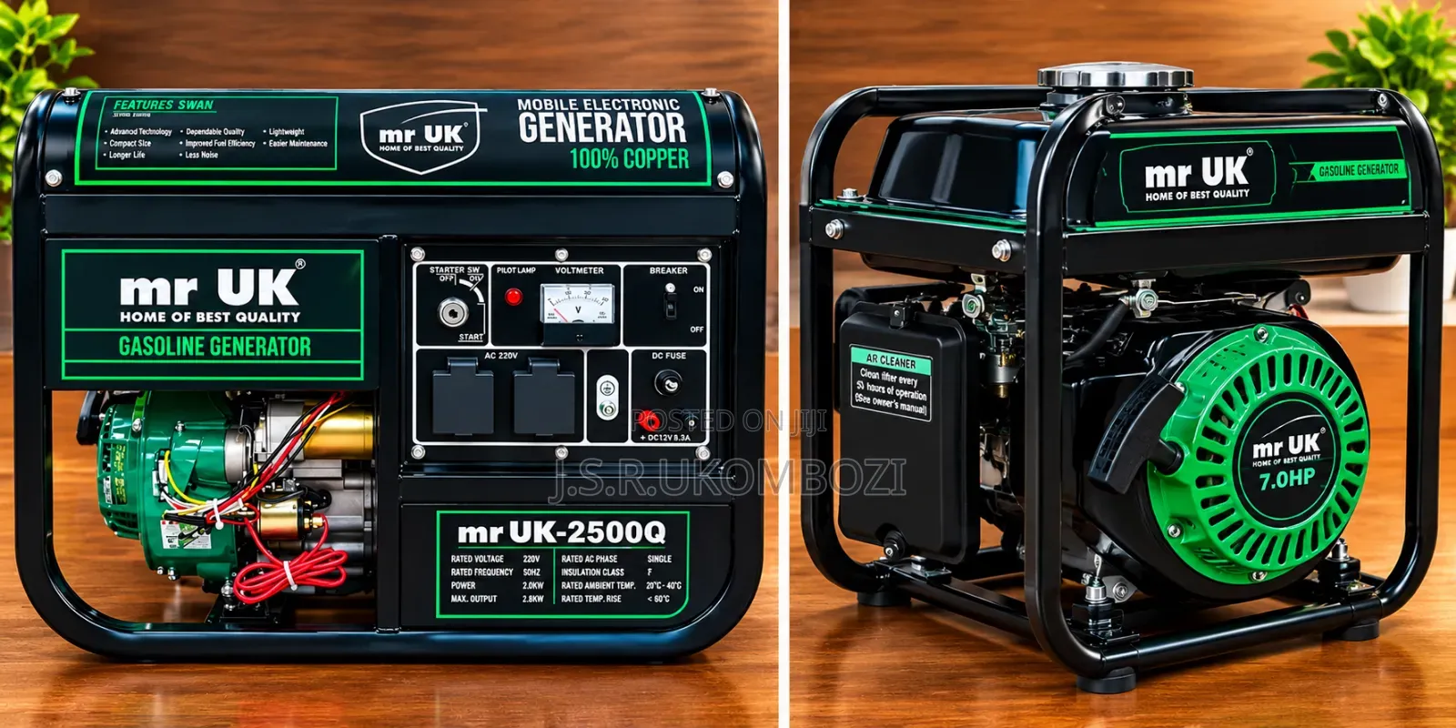 Generator Mr UK 
Model- Uk 2500q
Key Starter 
kva :2.0
