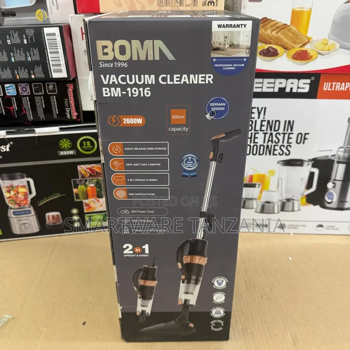 BOMA Vacuum Cleaner BM-1916 2600W With 800ml Capacity, HEPA Filter