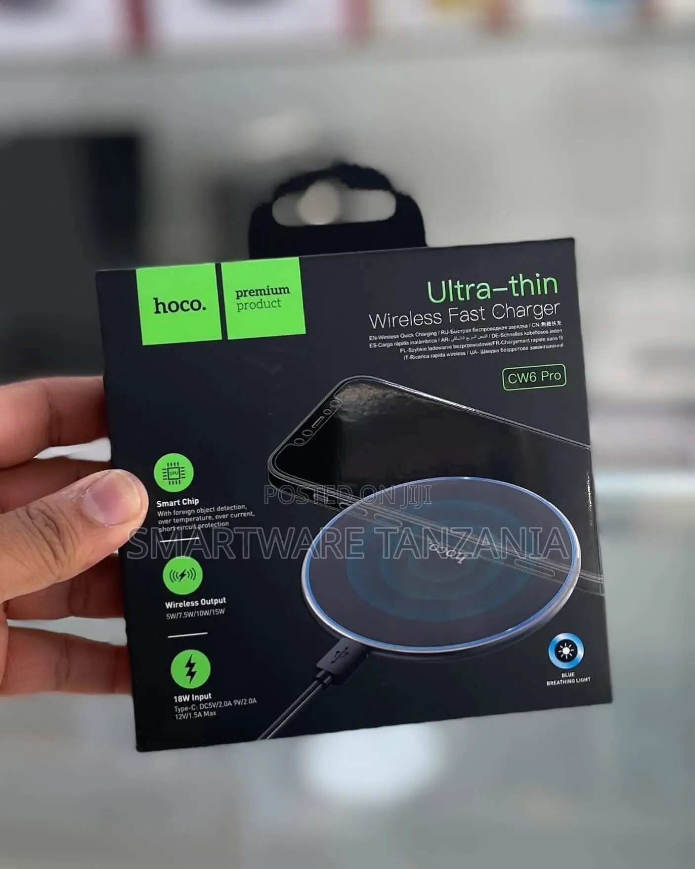 Hoco CW6 Pro Ultra-Thin Wireless Fast Charger 5w/10w/15w Output, USB-C ...