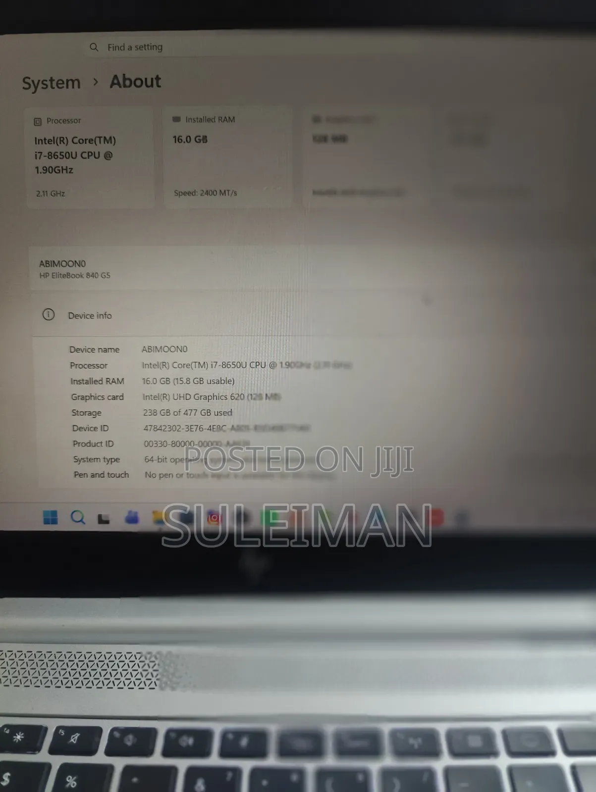 Laptop HP EliteBook 840 G5 16GB Intel Core i7 SSD 500GB