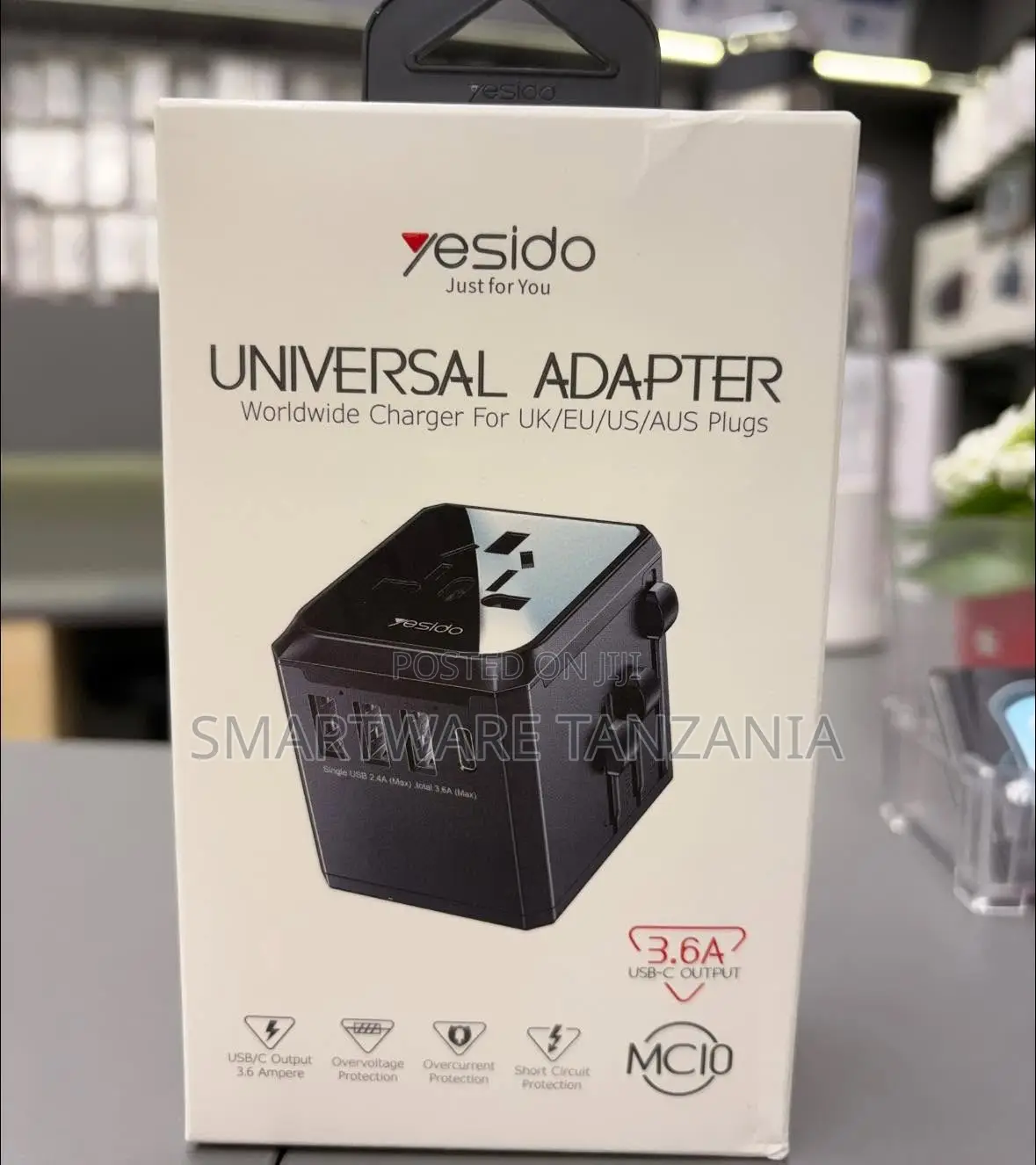 Yesido Universal Travel Adapter With 3.6A USB Output for Worldwide Use