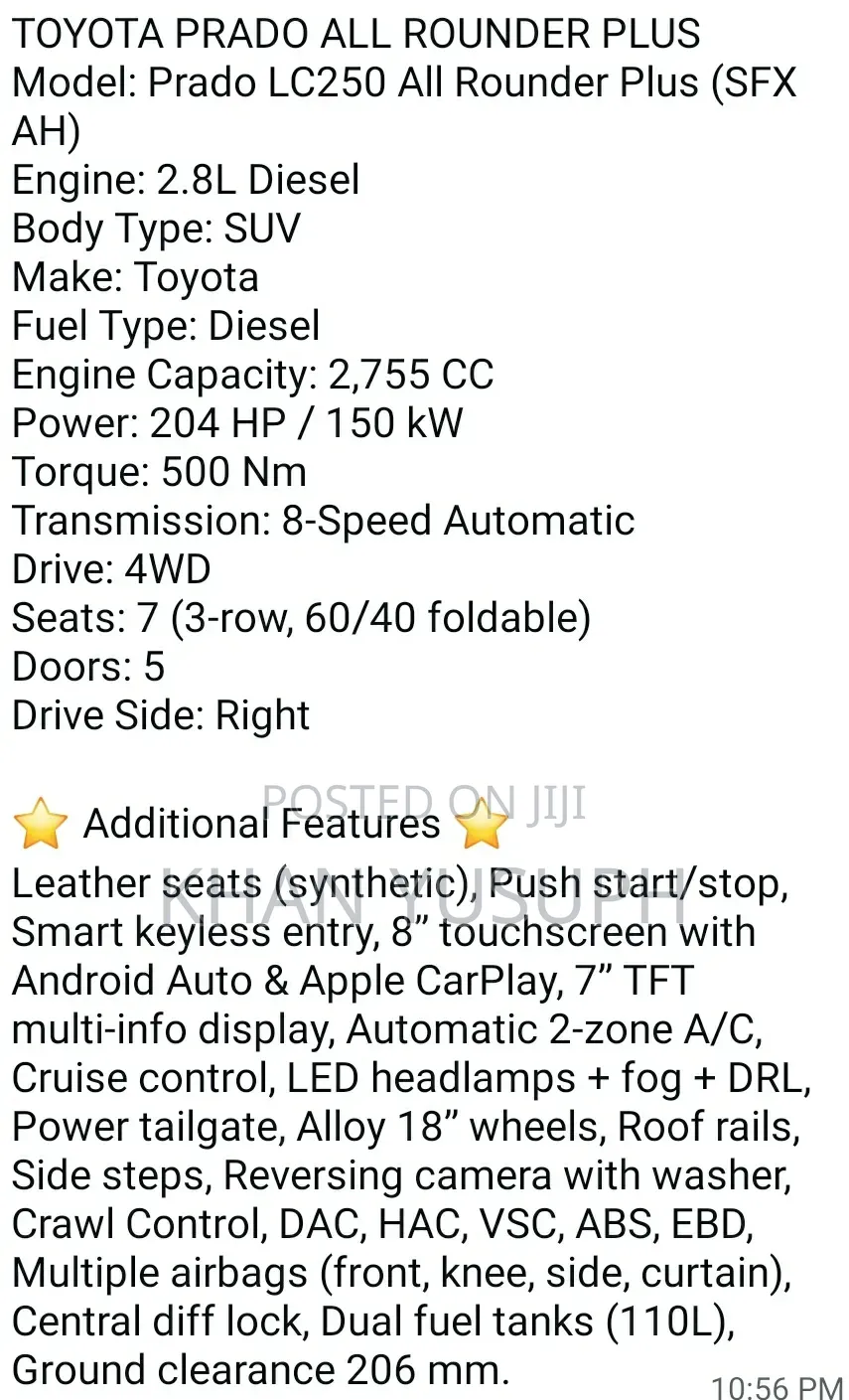 New Toyota Land Cruiser LC250 2025 Black