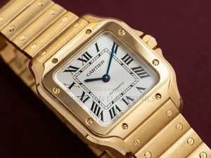 Gold-Toned Cartier Santos Style Metal Watch