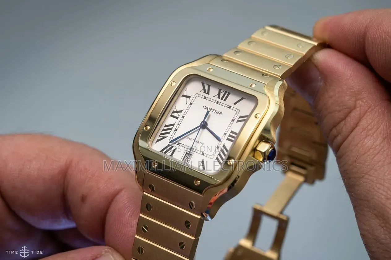 Gold-Toned Cartier Santos Style Metal Watch