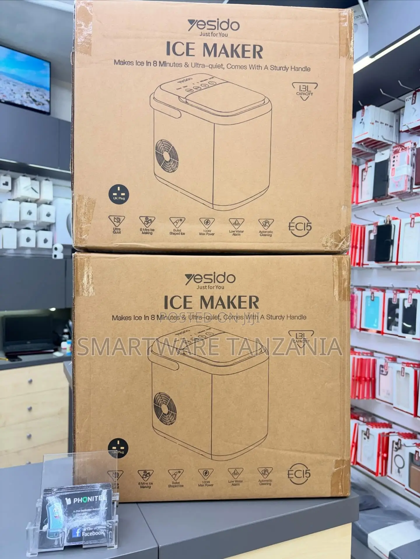 Yesido Ice Maker 1.3L Capacity, 8-Minute Ice Production, 100W Power