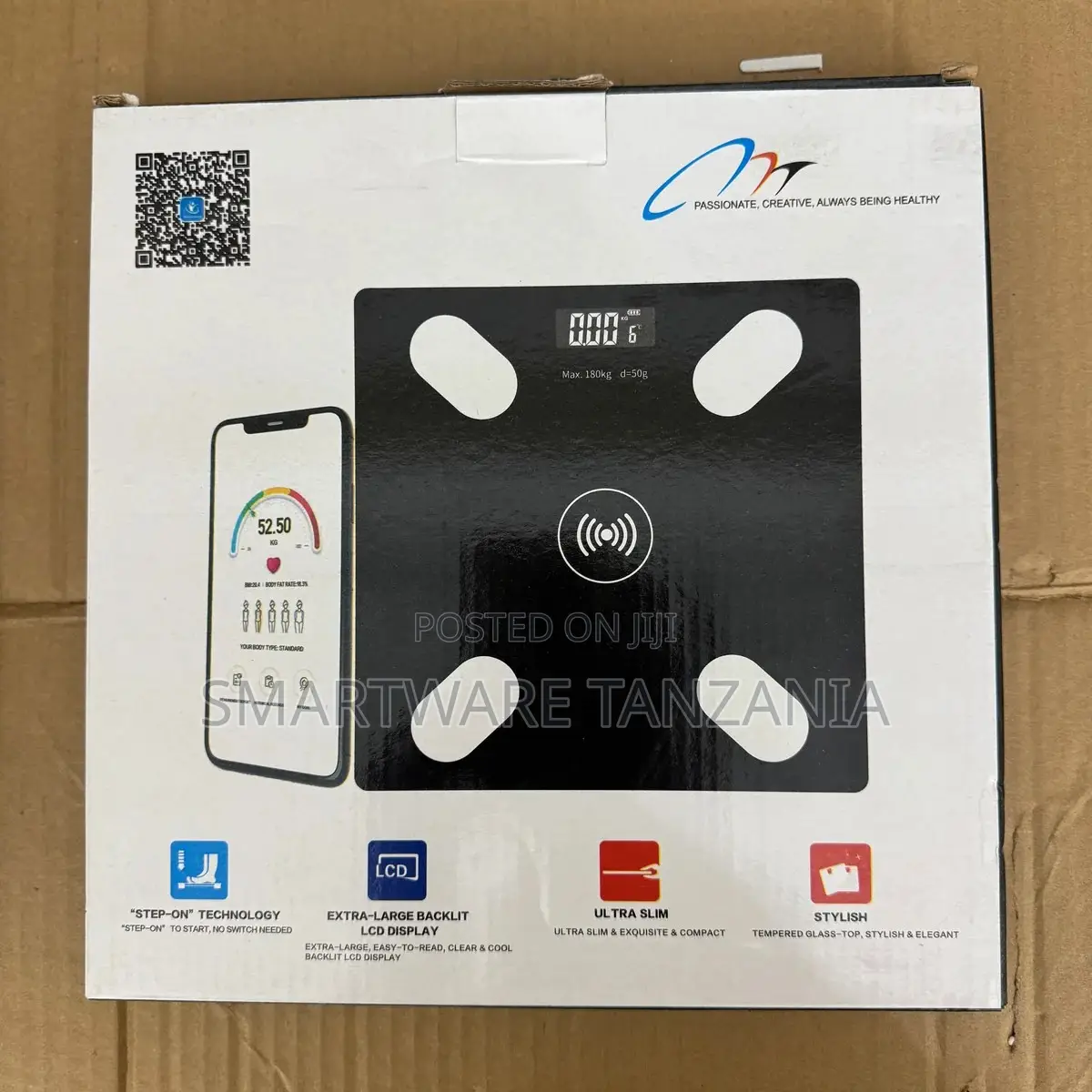 Smart Scale With Step-on Technology Extra-Large LCD Display, 180kg Max