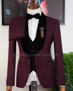 Burgundy / Maroon 3-Piece Tuxedo Suit