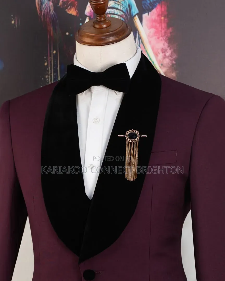 Burgundy / Maroon 3-Piece Tuxedo Suit