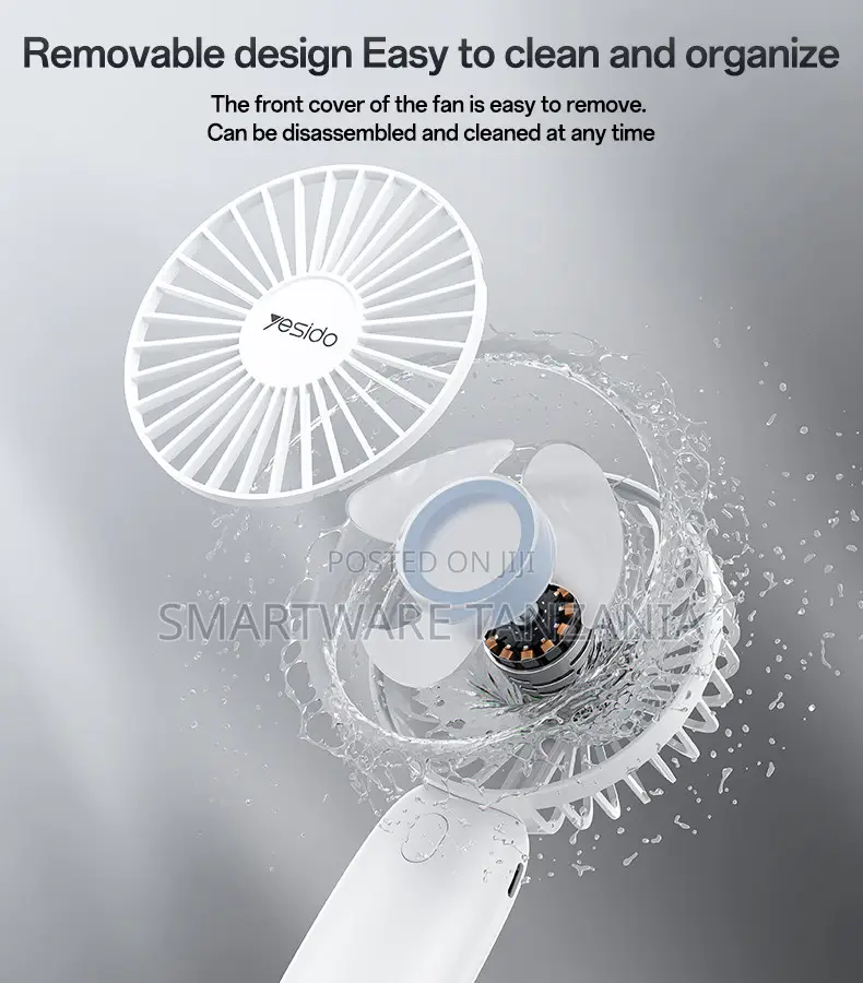 Yesido Handheld Fan 3-in-1 With 1200mAh Battery, USB Charging, White