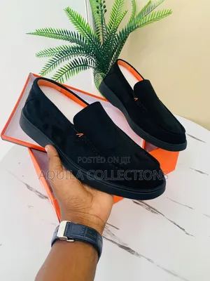 Santoni Navy Suede Loafers