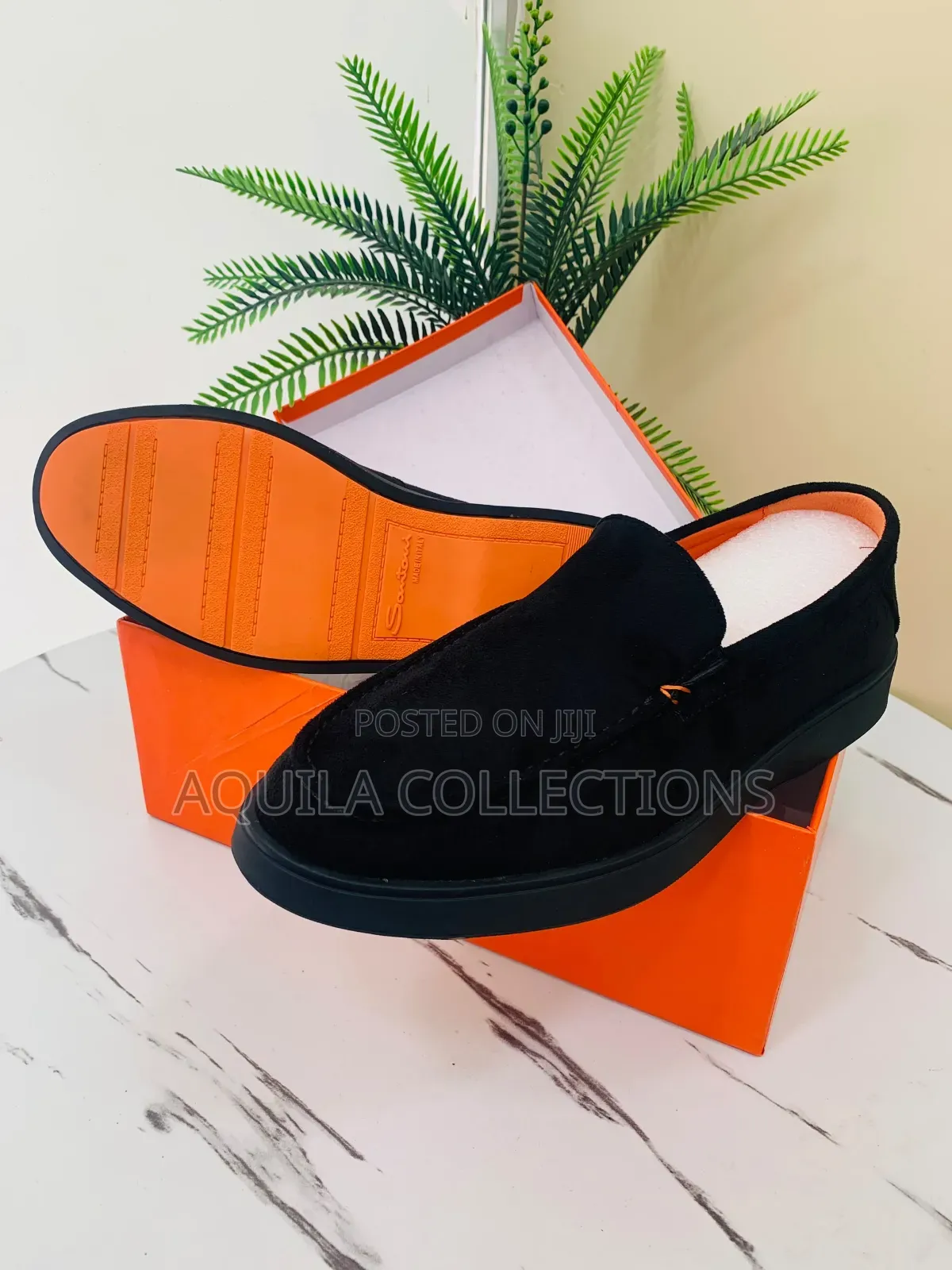 Santoni Navy Suede Loafers