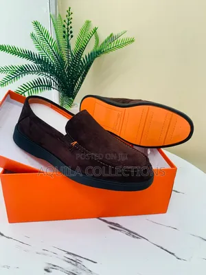 Santoni Navy Suede Loafers