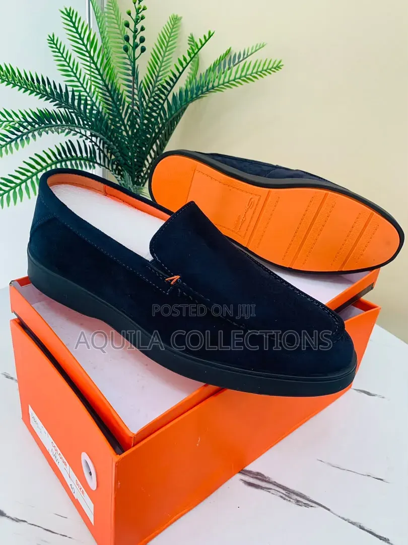 Santoni Navy Suede Loafers