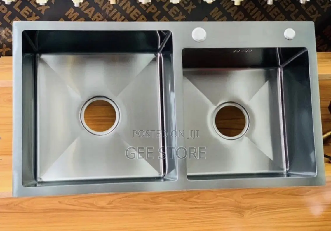 Modern Double-Bowl Black/Gunmetal Stainles Steel Handmade Kitchen Sink