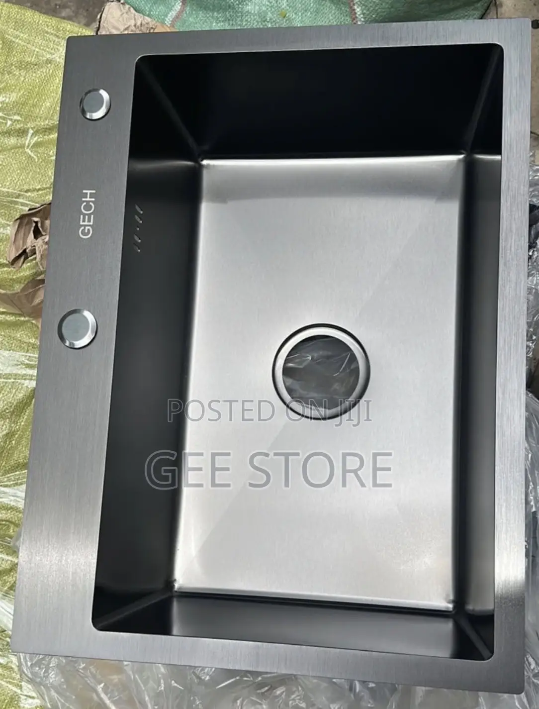 GECH Black Stainless Steel Single-Bowl Kitchen Sink 50*40