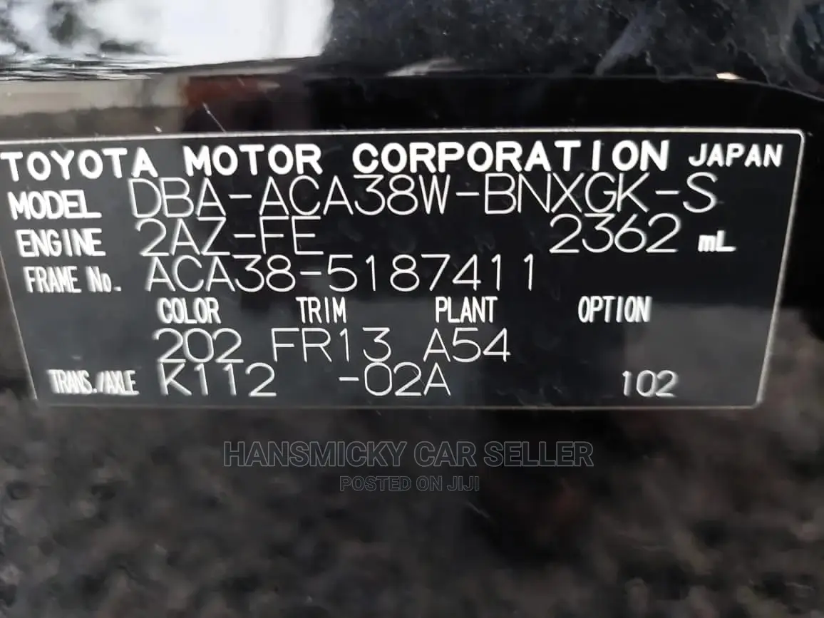 Toyota Vanguard 2011 Black