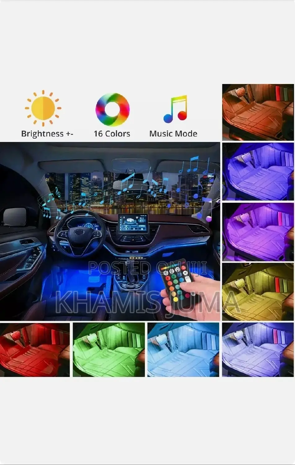 6x 12 Led Lights Strip RGB Car Interior