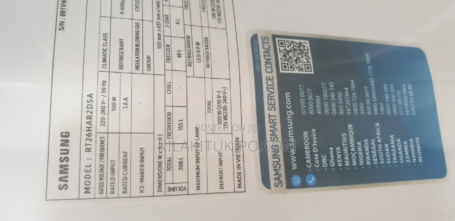 Samsung Refrigerator Model- Rt26har2dsa