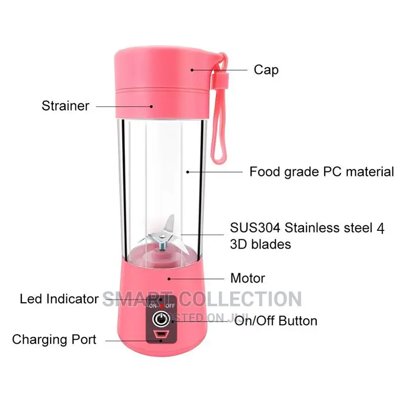 4/6 Blades 380ml Portable Rechargeable Blender