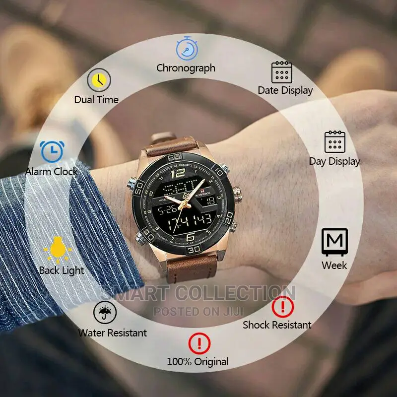 NAVIFORCE Men Waterproof Wristwatch Military Quartz Clock