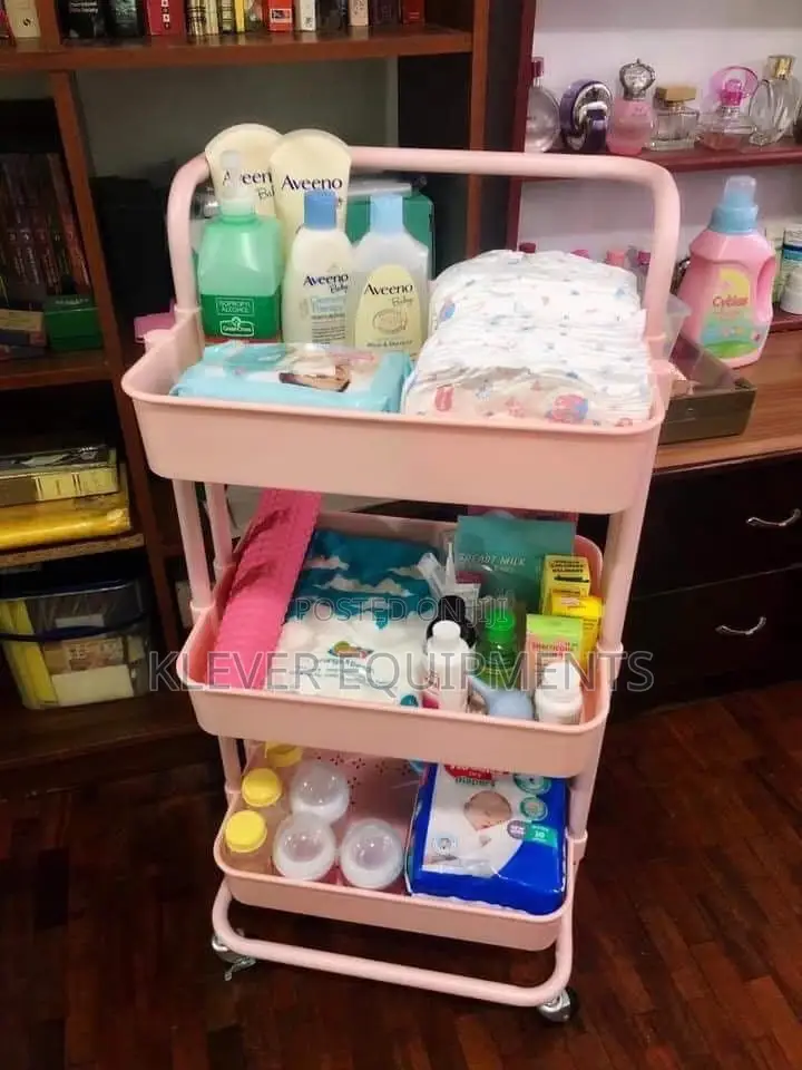 3 Tier Plastic Rolling Storage Cart With Handles