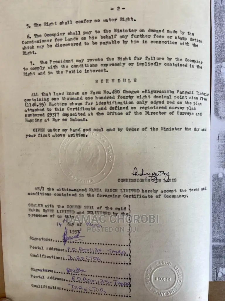 Shamba Linauzwa Tanga Acre 2900 Pamoja in Ngamiani Kaskazini Land