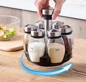Rotating Stainless Steel Spices Jar Set