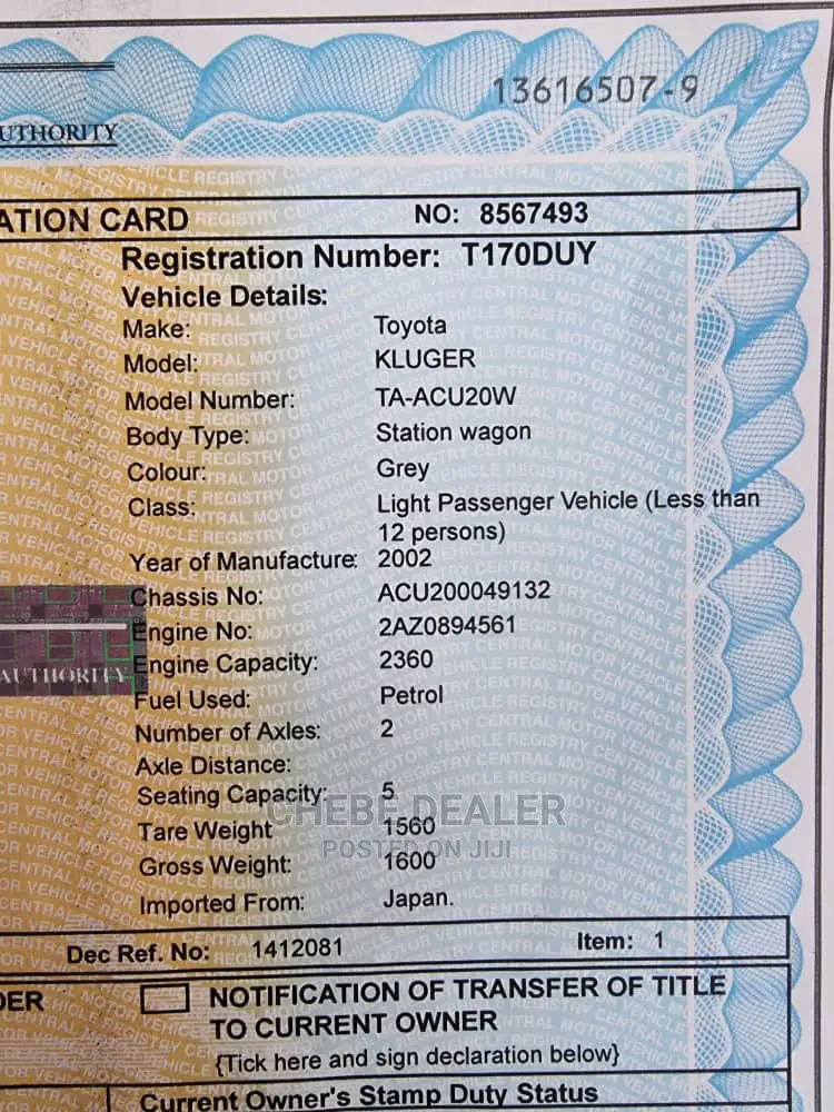 Toyota Kluger 2008 Gray