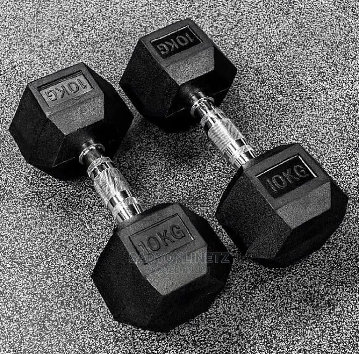 Hexagonal Rubber Dumbbell 10kg