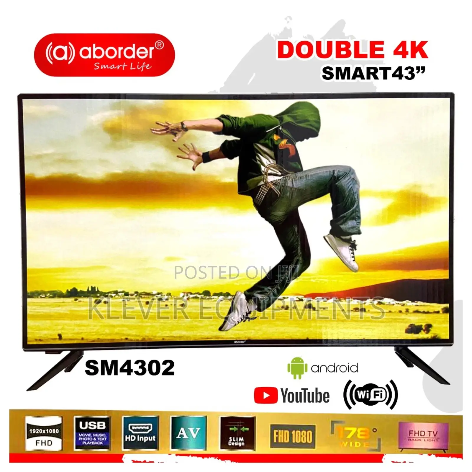 Aborder 43 Inches Double Glass Smart Tv