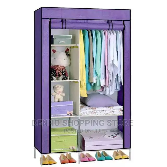 2 Doors Wardrobe Storage Canvas Kabati