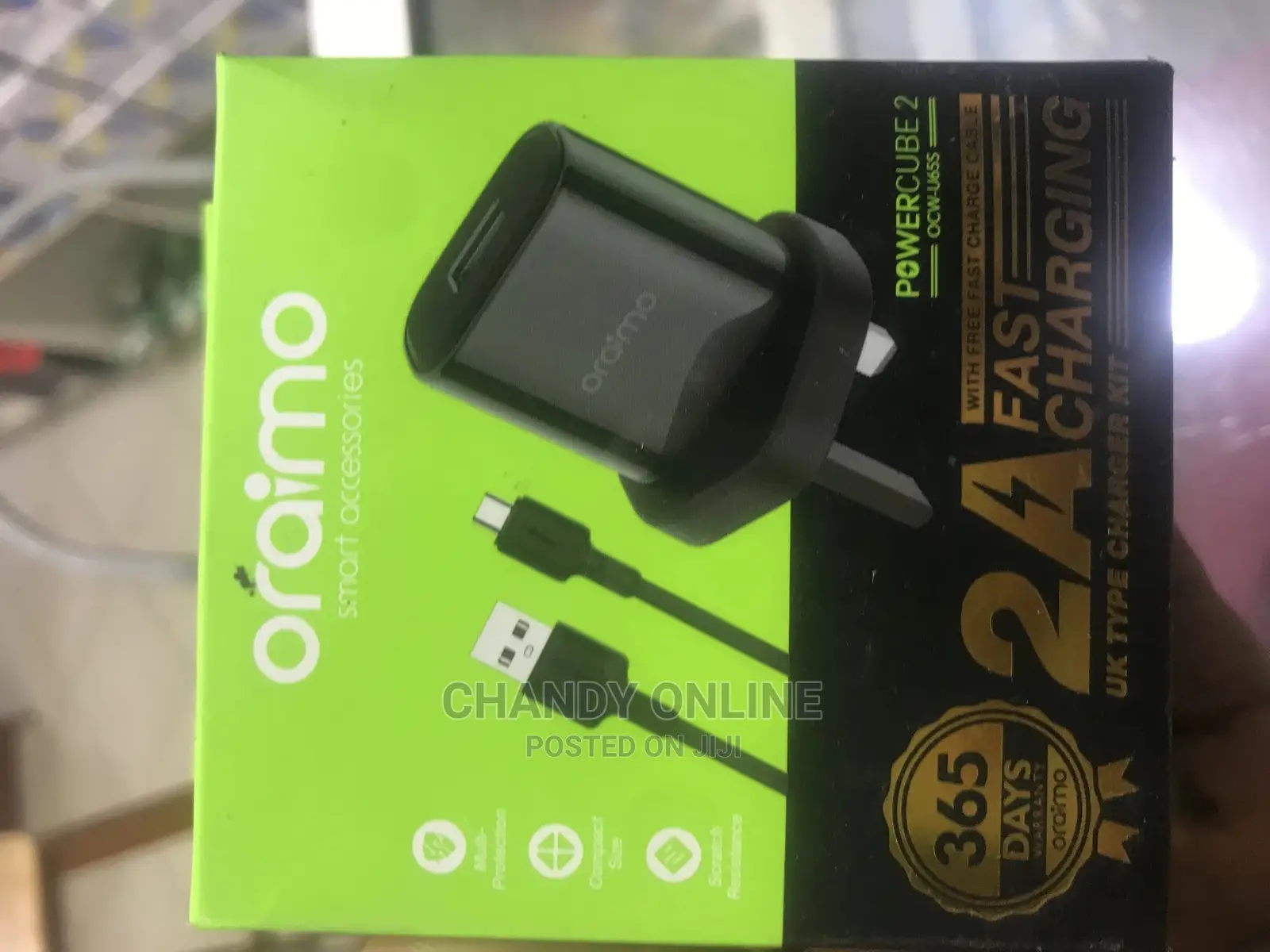 Oraimo Smart Fast Charger WITH Type C Cable – Black White