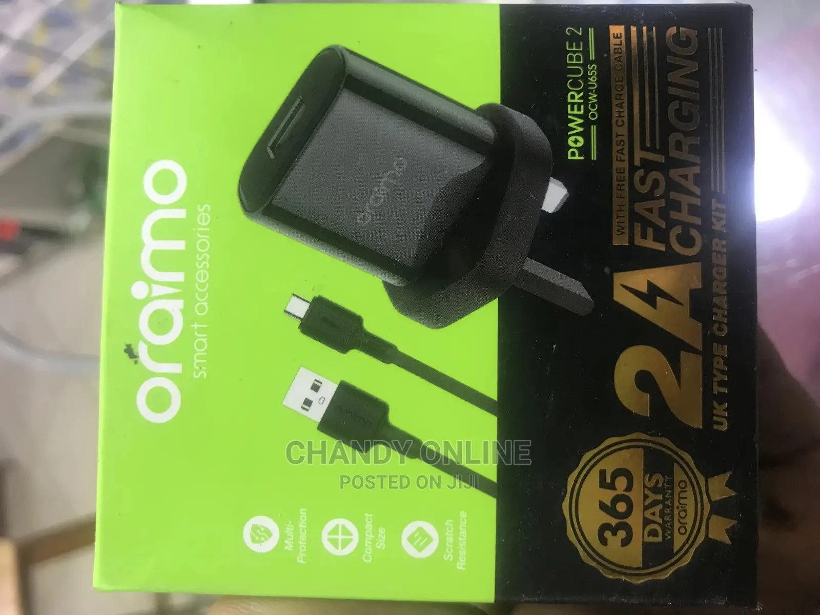 Oraimo Smart Fast Charger WITH Type C Cable – Black White
