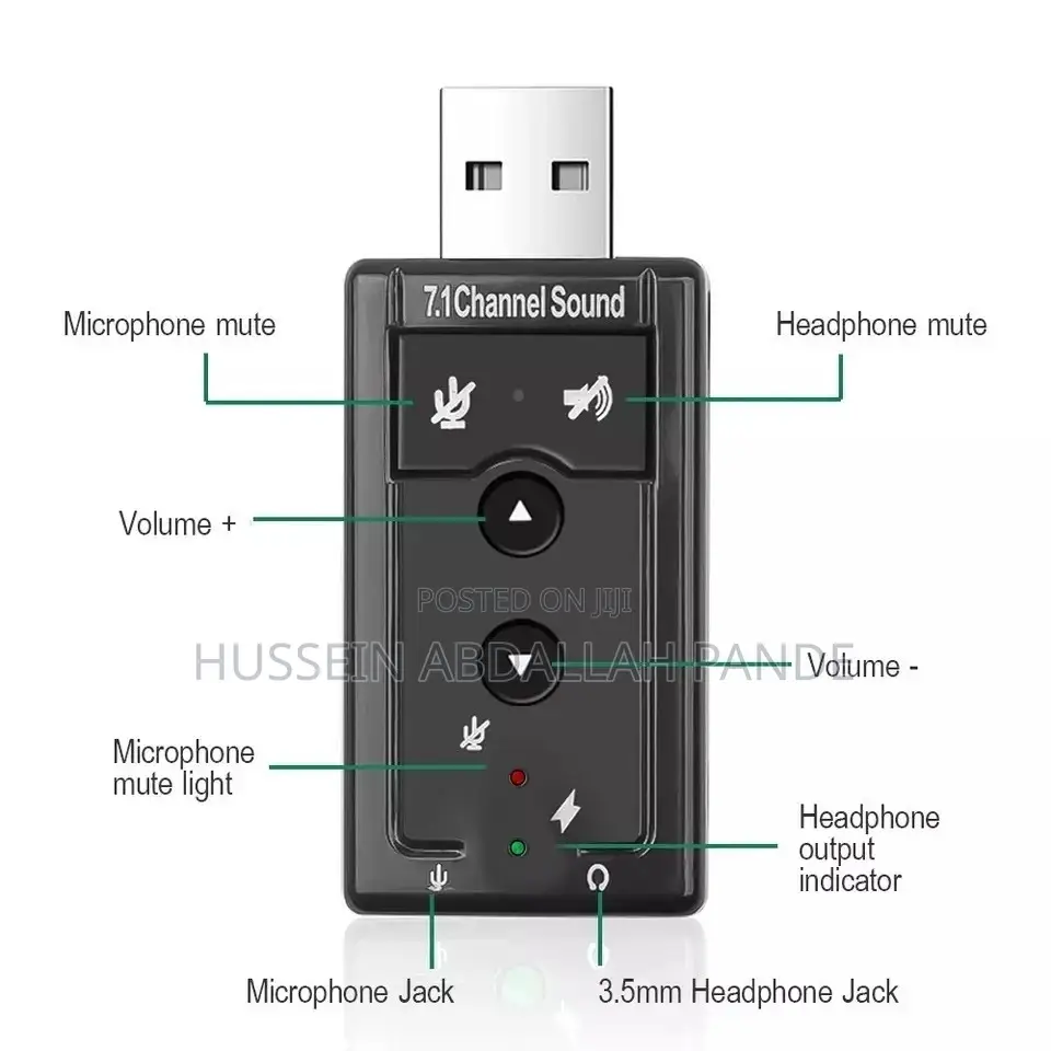 7.1 CH USB Audio Sound Card USB 2.0 Mic Speaker