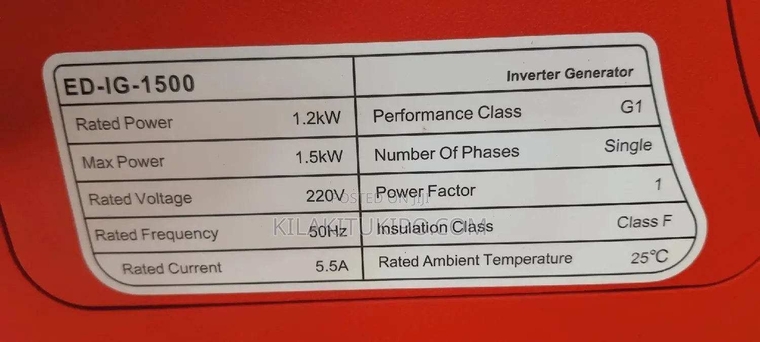 Edon Silence Inveter Generator Ed-Ig-1500/1.5kw