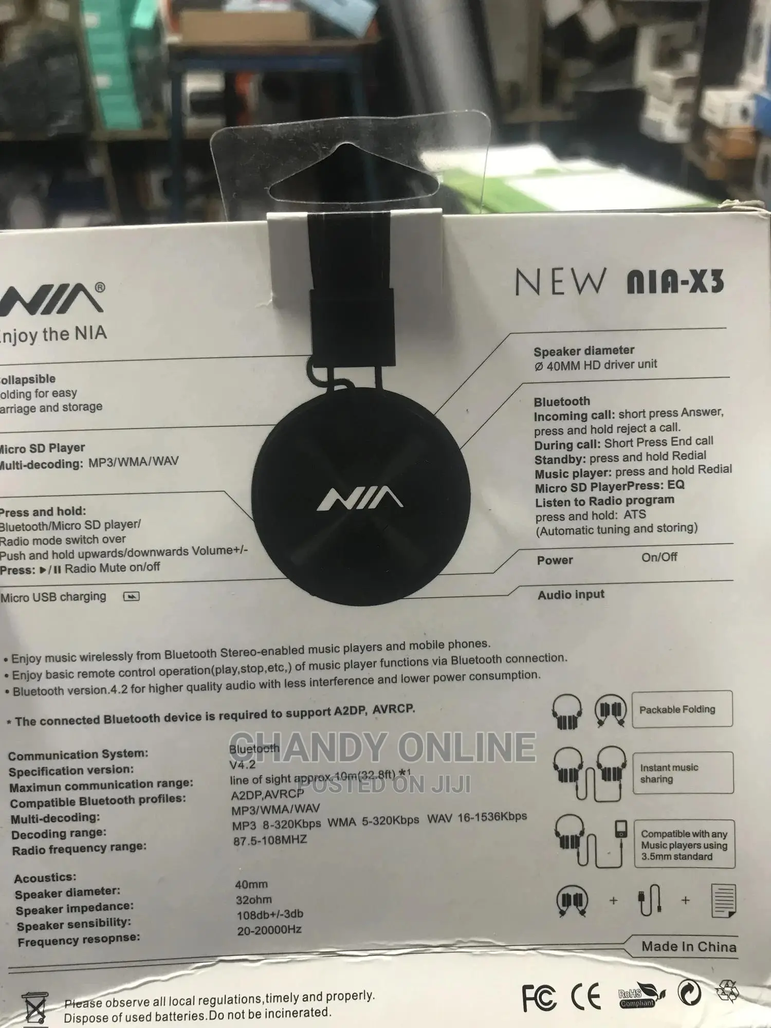 Generic NIA X3 Bluetooth Headphones -wireless Headphones
