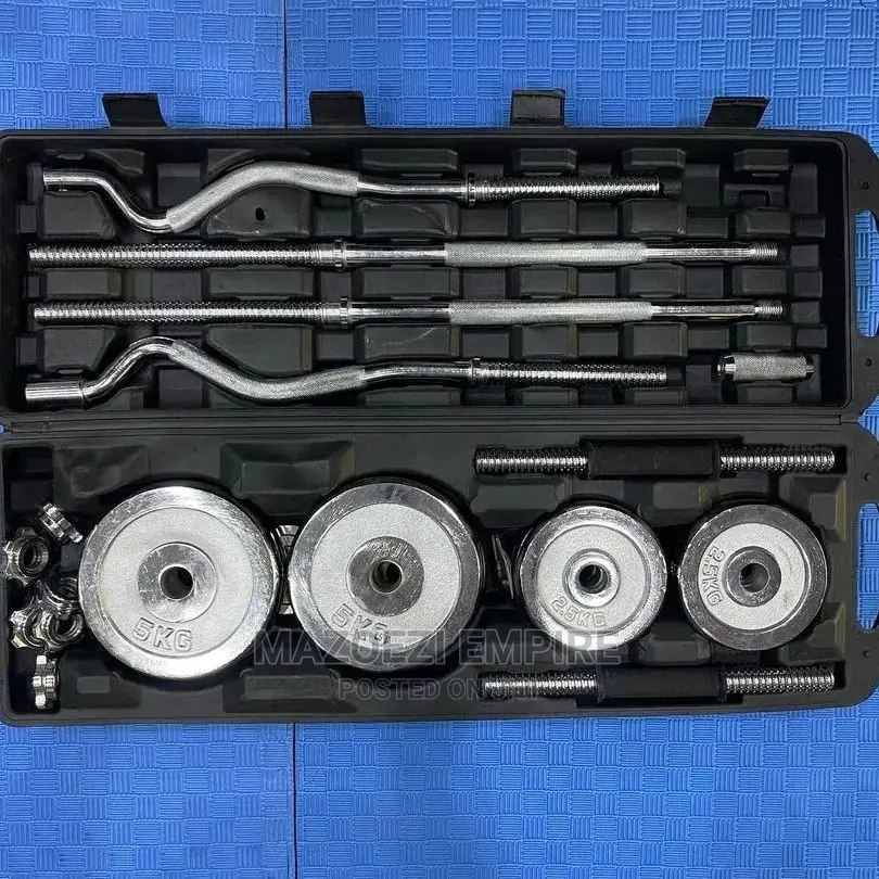 55kg Chrome Barbel and Dumbel Set