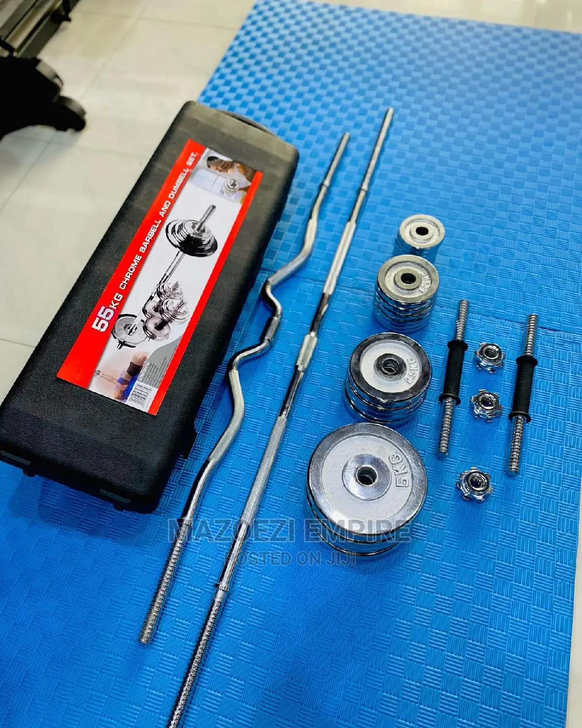 55kg Chrome Barbel and Dumbel Set