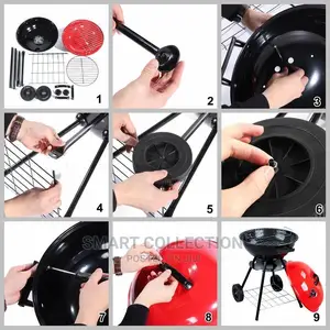17" Charcoal Kettle Grill Outdoor With Moving Wheels
