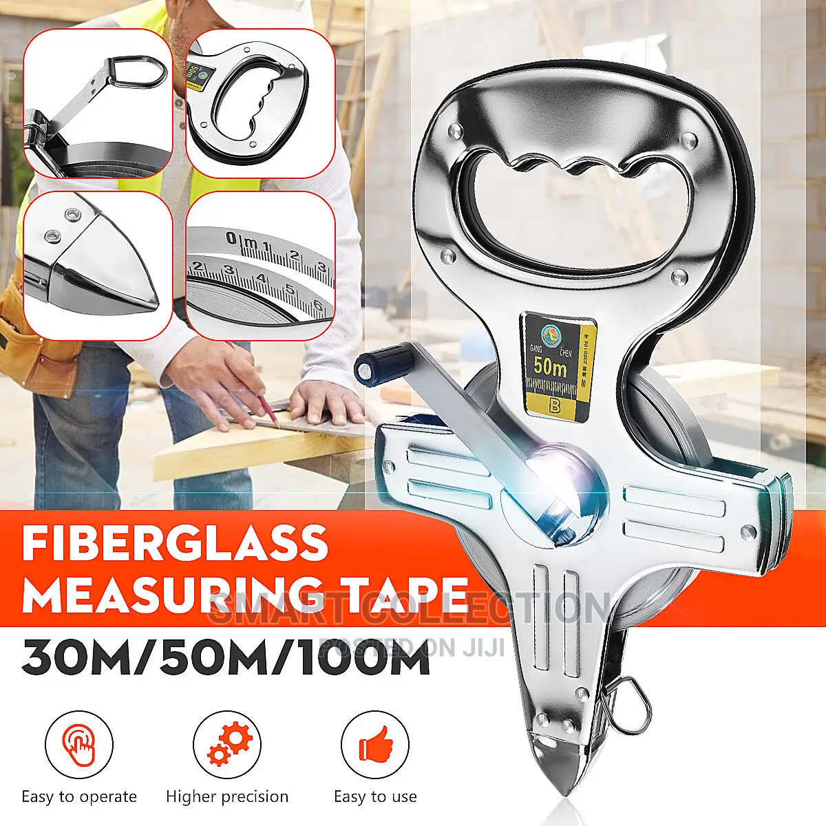 Generic 30/50/100m Open Reel Fiberglass Measuring Tape Ruler